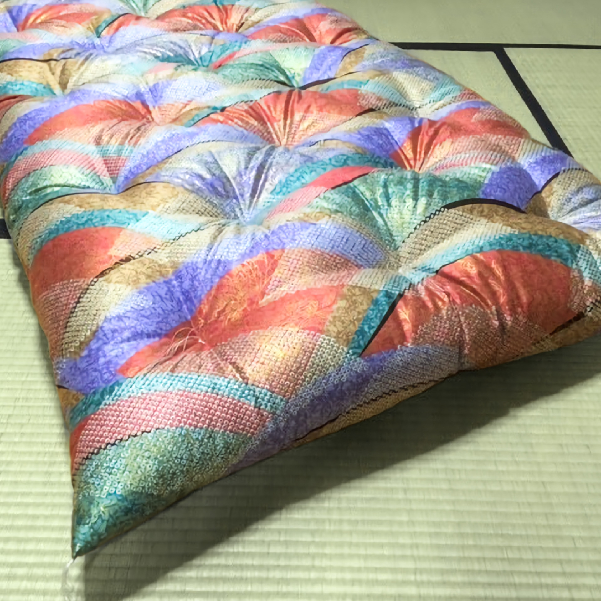 絞り 手縫い 掛け布団 昭和レトロ - 寝具